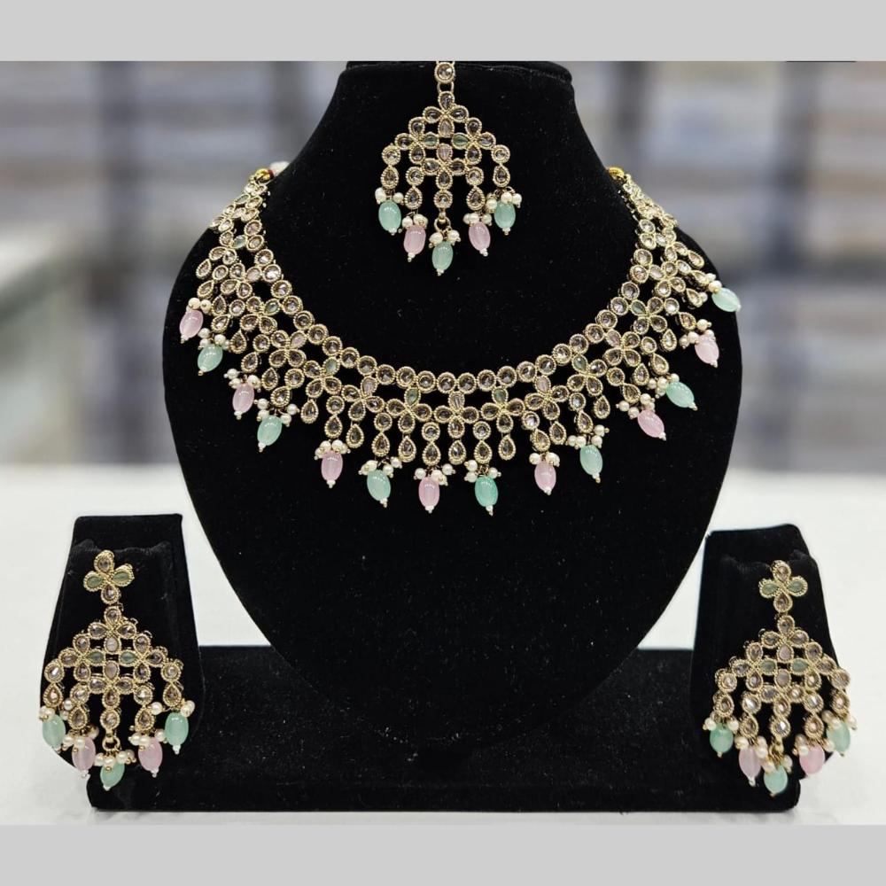Manisha Jewellery Gold Plated Crystal Stone And Beads Necklace Set