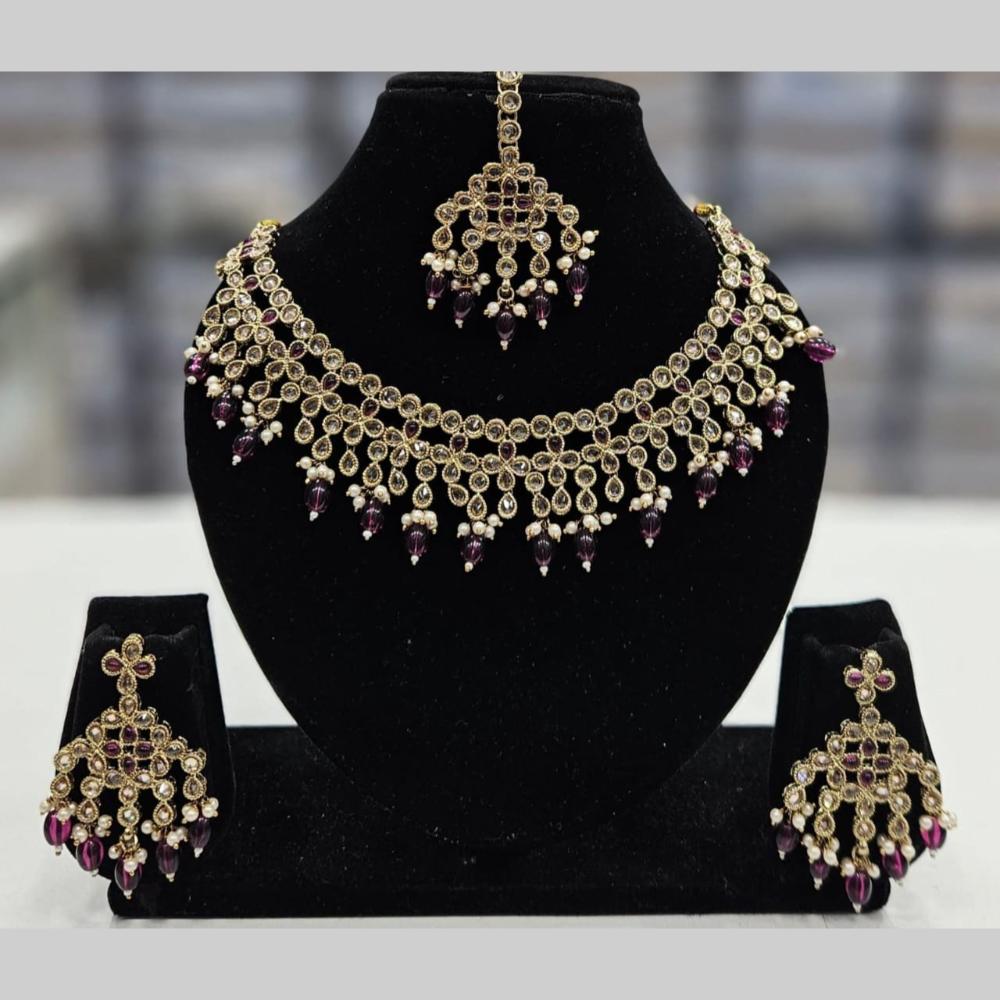 Manisha Jewellery Gold Plated Crystal Stone And Beads Necklace Set