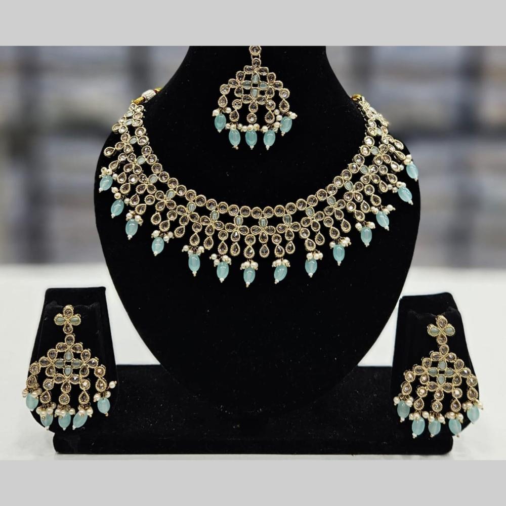 Manisha Jewellery Gold Plated Crystal Stone And Beads Necklace Set