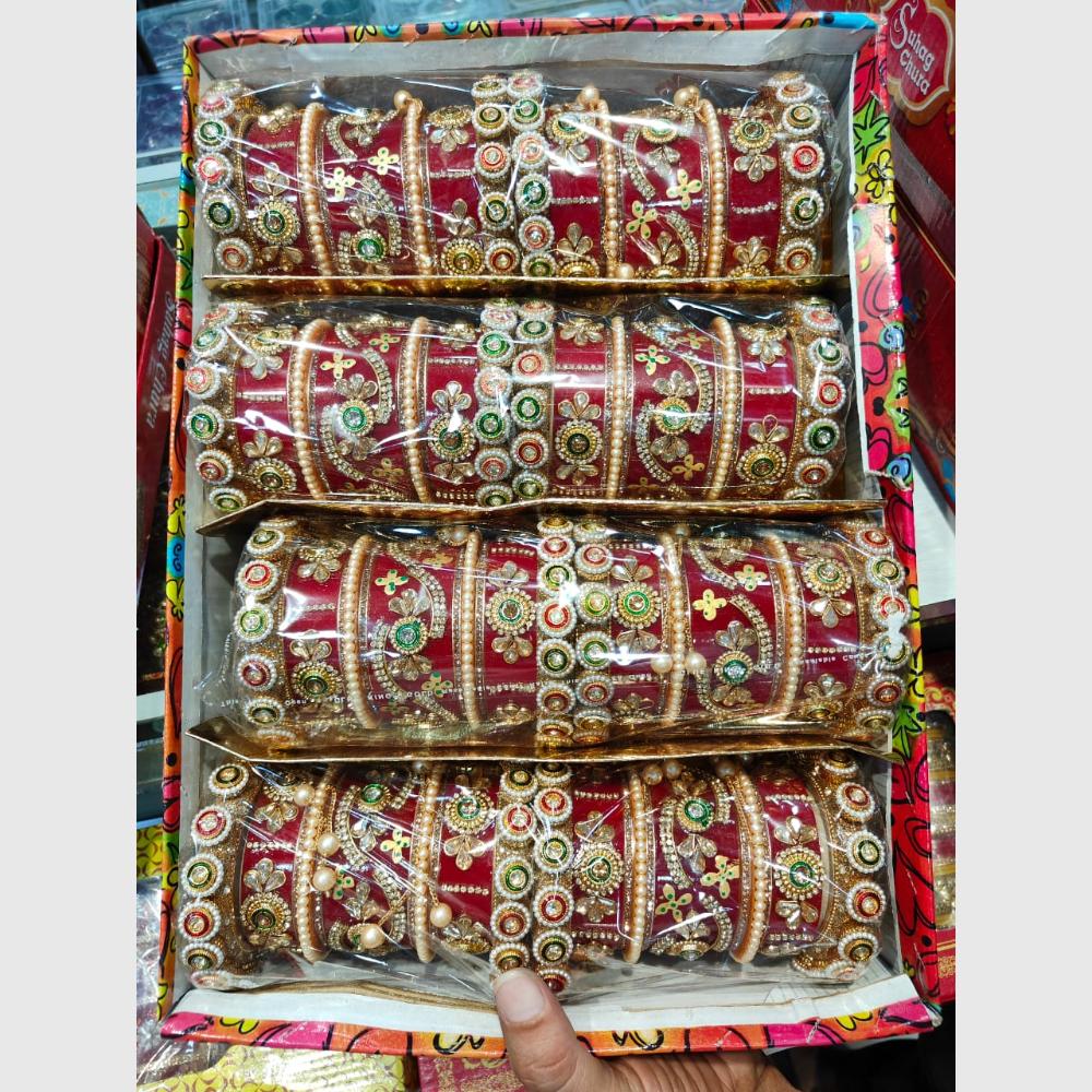 Manisha Jewellery Gold Plated Colorful Crystal Work Bangles Set
