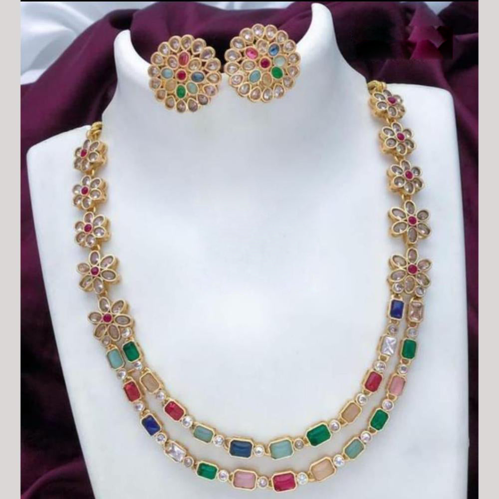 Manisha Jewellery Gold Plated With Multicolor Crystal Stones Necklace Set
