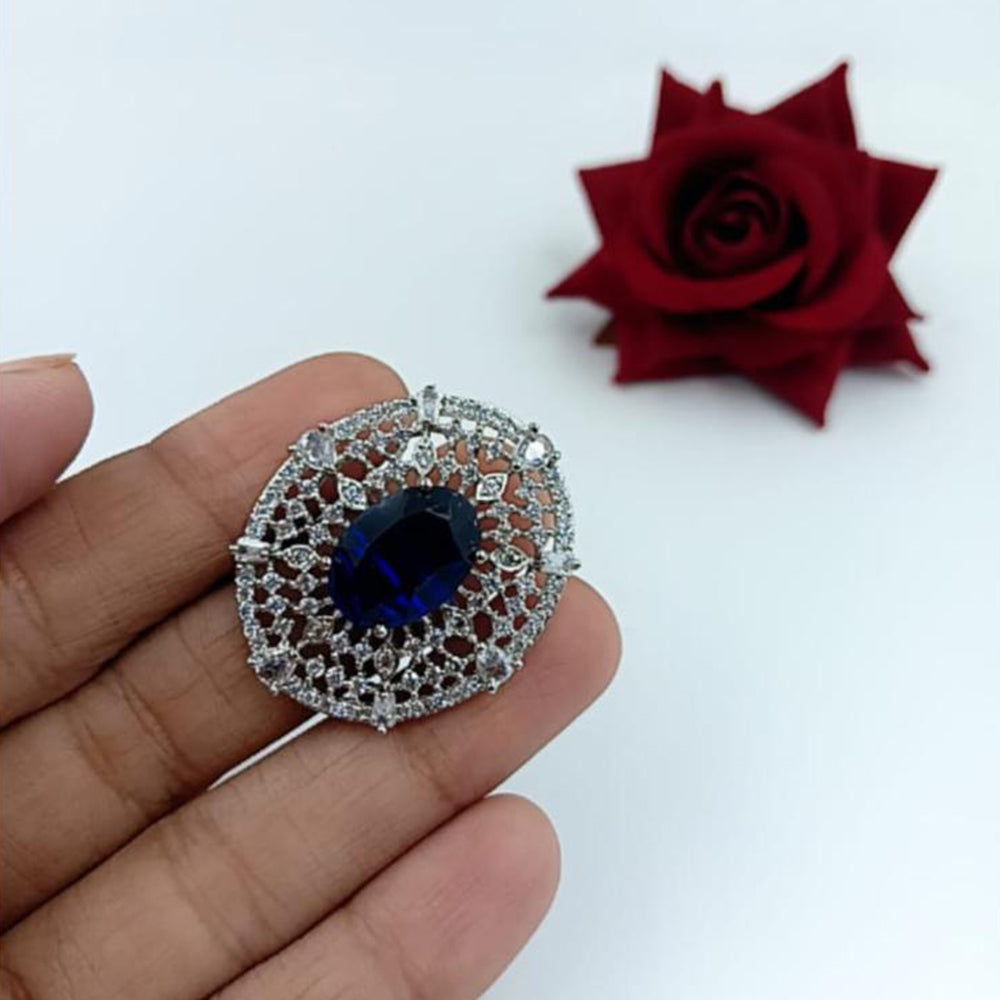 Manisha Jewellery Elegant Silver-Plated American Diamond Ring for Women