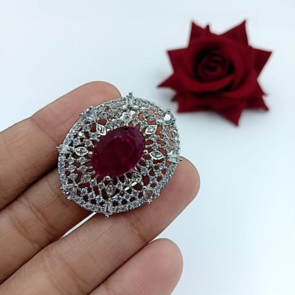 Manisha Jewellery Elegant Silver-Plated American Diamond Ring for Women