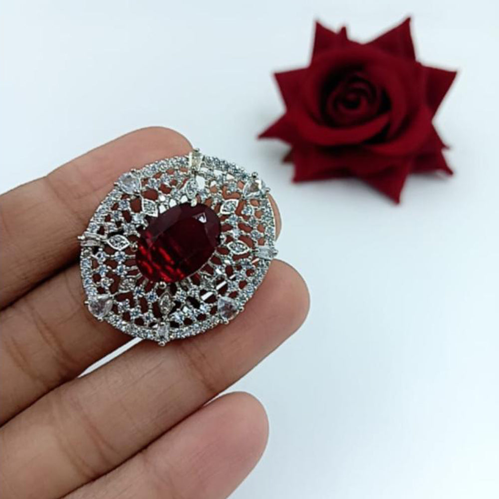 Manisha Jewellery Elegant Silver-Plated American Diamond Ring for Women