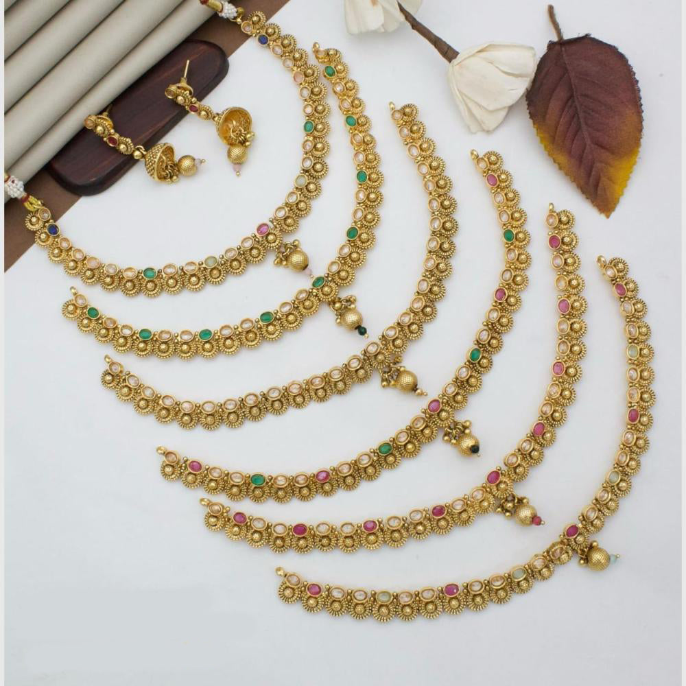 Manisha Jewellery Gold Plated Crystals & Pearls Festive Wear Necklace Set