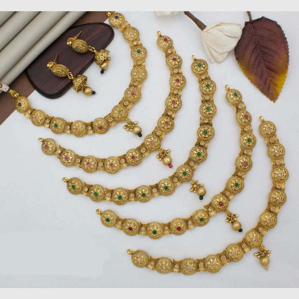 Manisha Jewellery Gold Plated Pota & Pearls Festive Wear Necklace Set