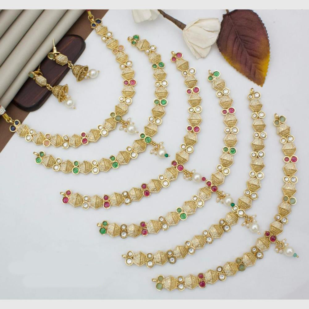 Manisha Jewellery Gold Plated Pota Festive Wear Necklace Set