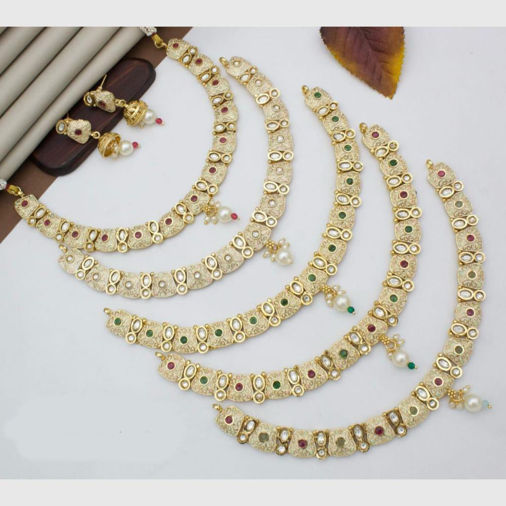 Manisha Jewellery Gold Plated Pota Festive Wear Necklace Set