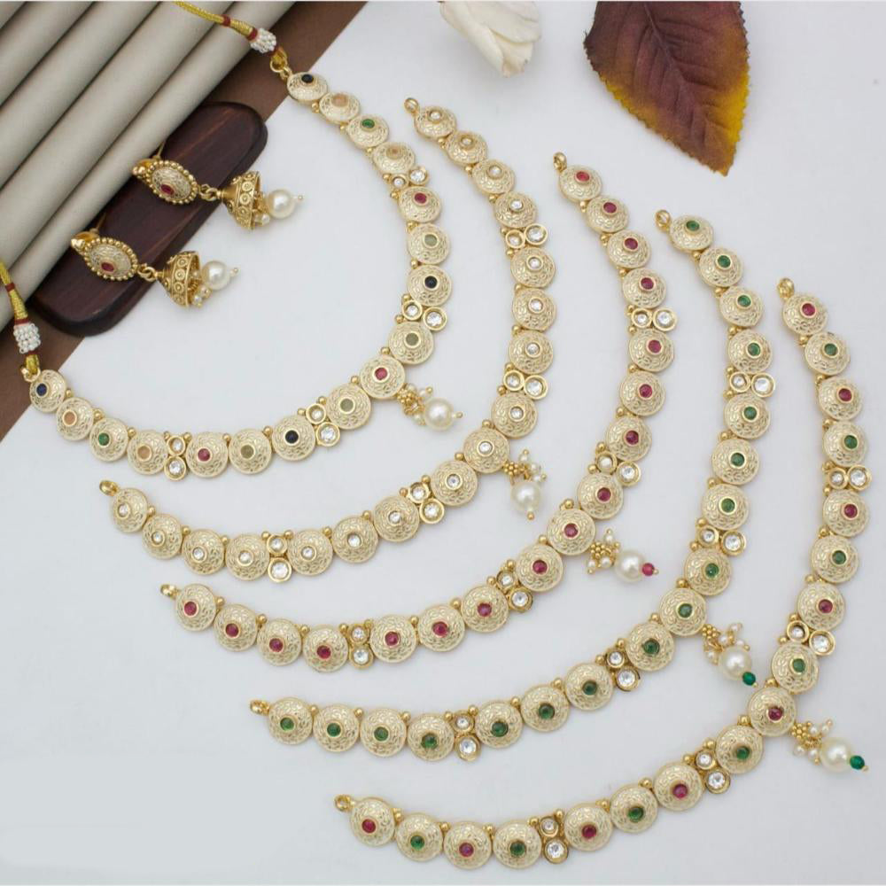 Manisha Jewellery Gold Plated Pota Festive Wear Necklace Set