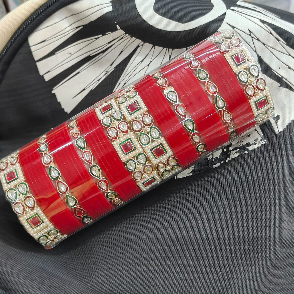 Manisha Jewellery Gold Plated Kundan Stone Acrylic Bangles Set