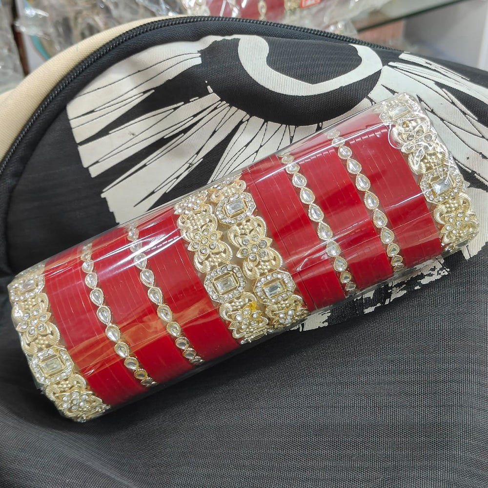 Manisha Jewellery Gold Plated Kundan Stone Acrylic Bangles Set