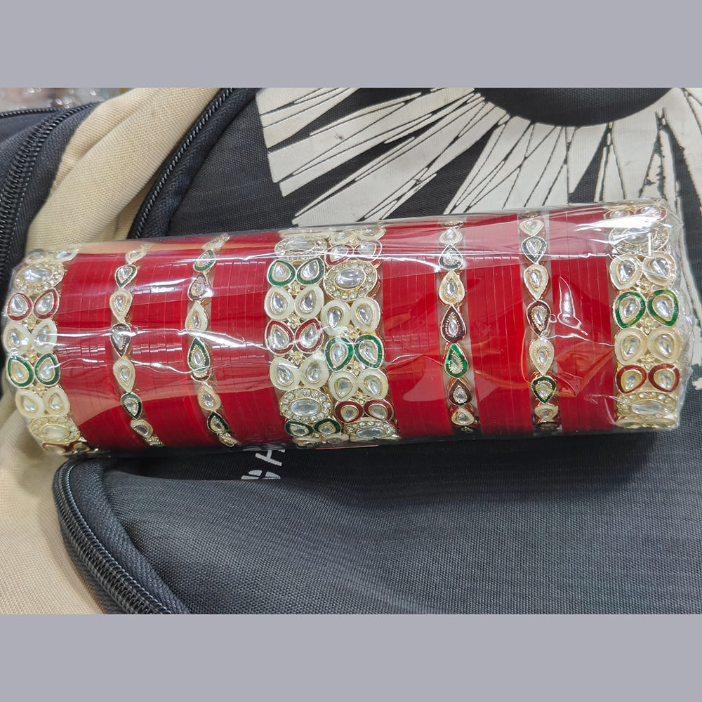 Manisha Jewellery Gold Plated Kundan Stone Acrylic Bangles Set