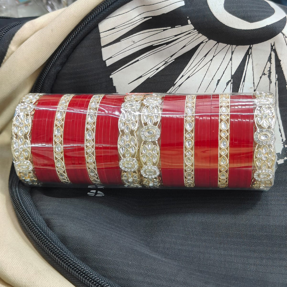 Manisha Jewellery Gold Plated Kundan Stone Acrylic Bangles Set