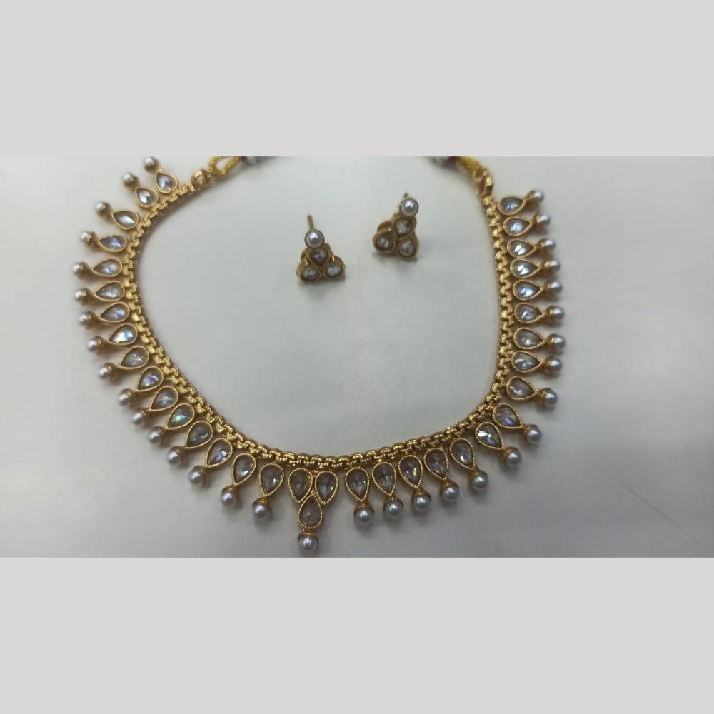 Manisha Jewellery Radiant Grace Gold-Plated Crystal & Pearl Necklace Set
