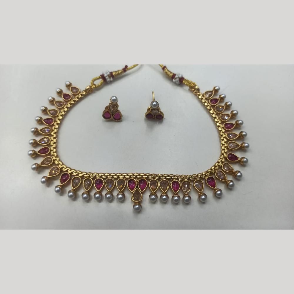 Manisha Jewellery Radiant Grace Gold-Plated Crystal & Pearl Necklace Set