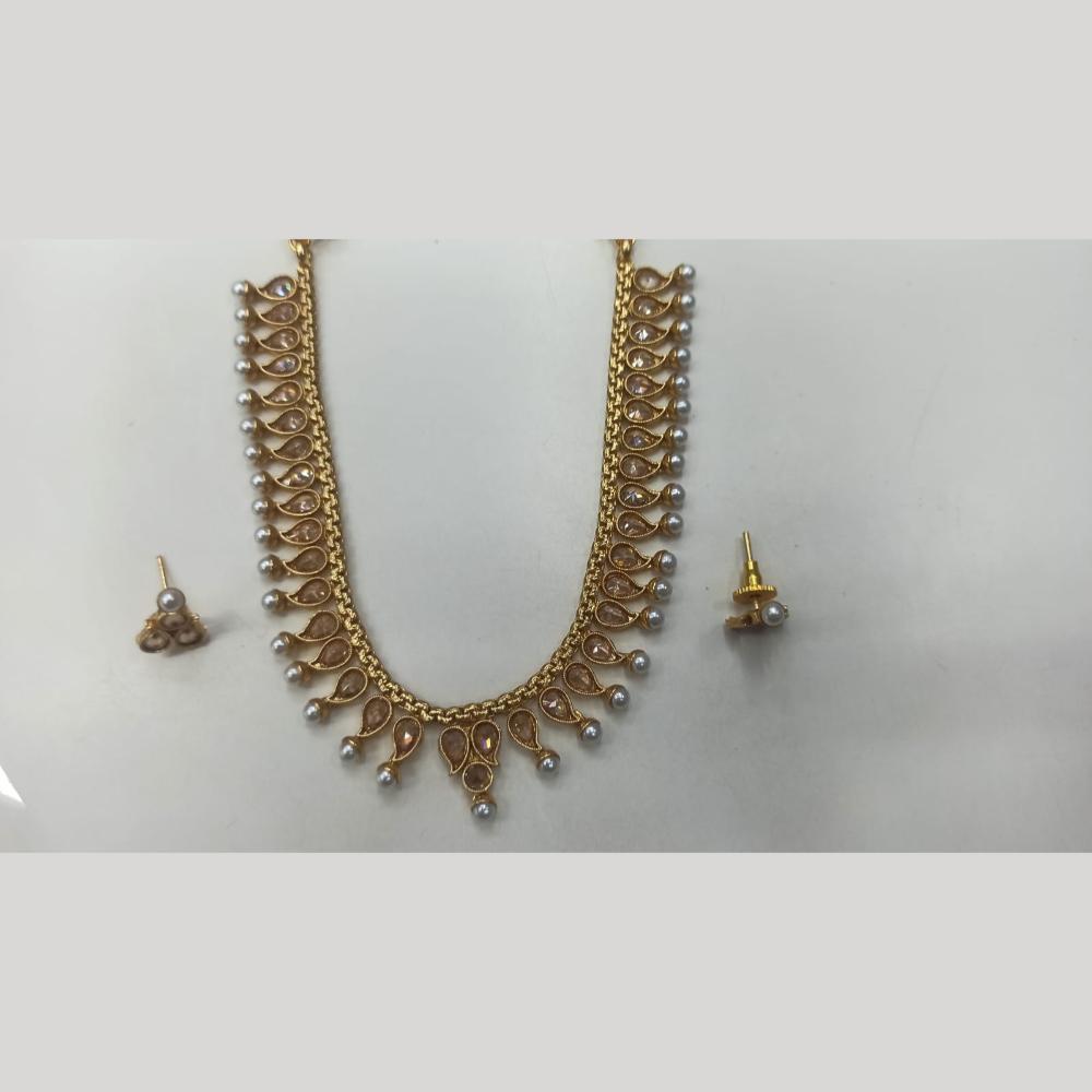 Manisha Jewellery Radiant Grace Gold-Plated Crystal & Pearl Necklace Set