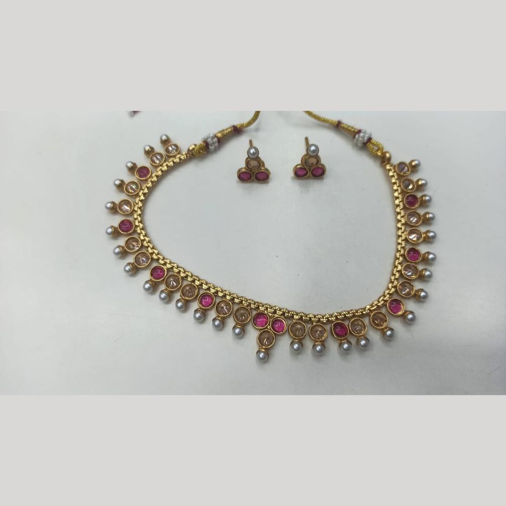 Manisha Jewellery Radiant Grace Gold-Plated Crystal & Pearl Necklace Set