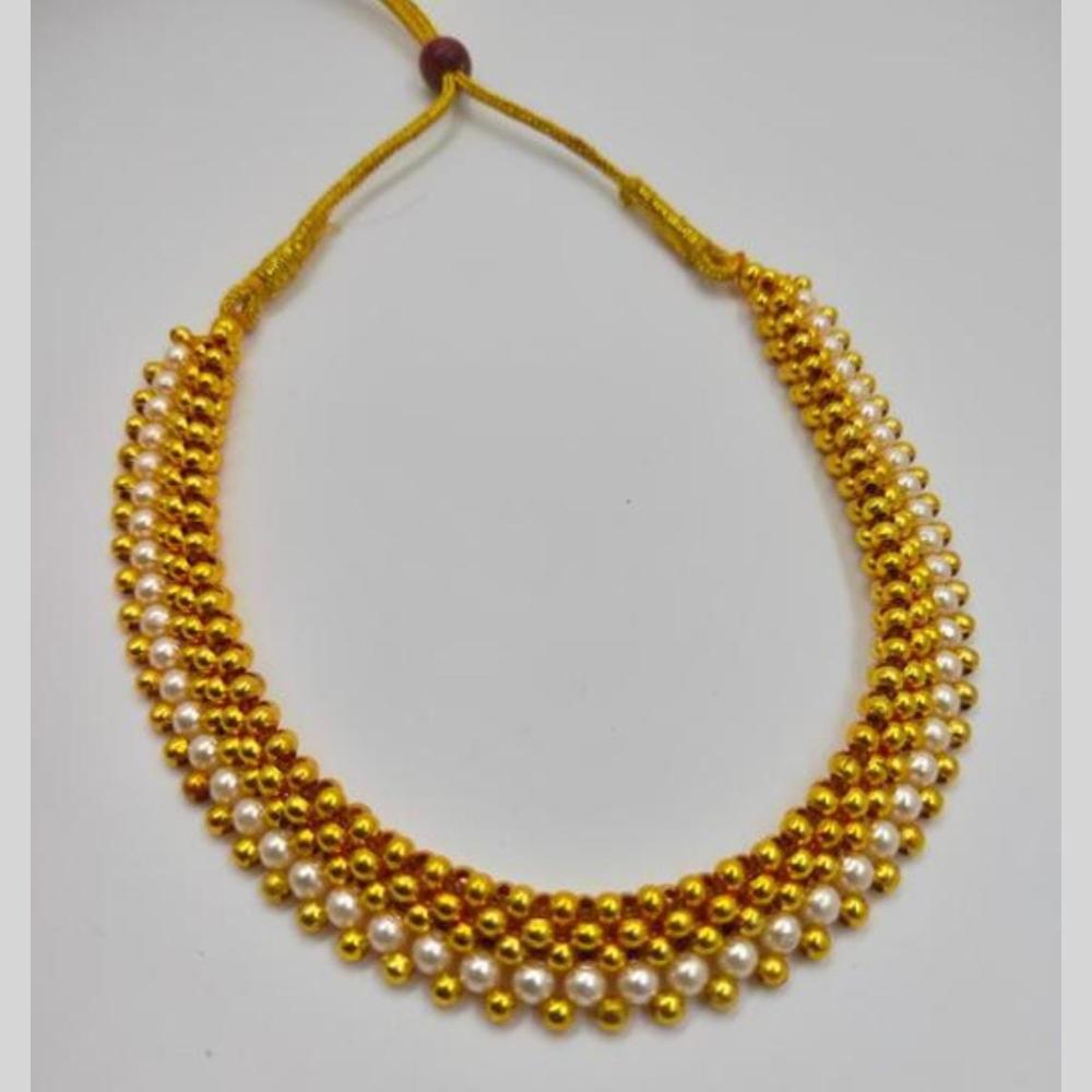 Manisha Jewellery Ethnic Grace Gold Plated Beads And Pearl Choker Necklace