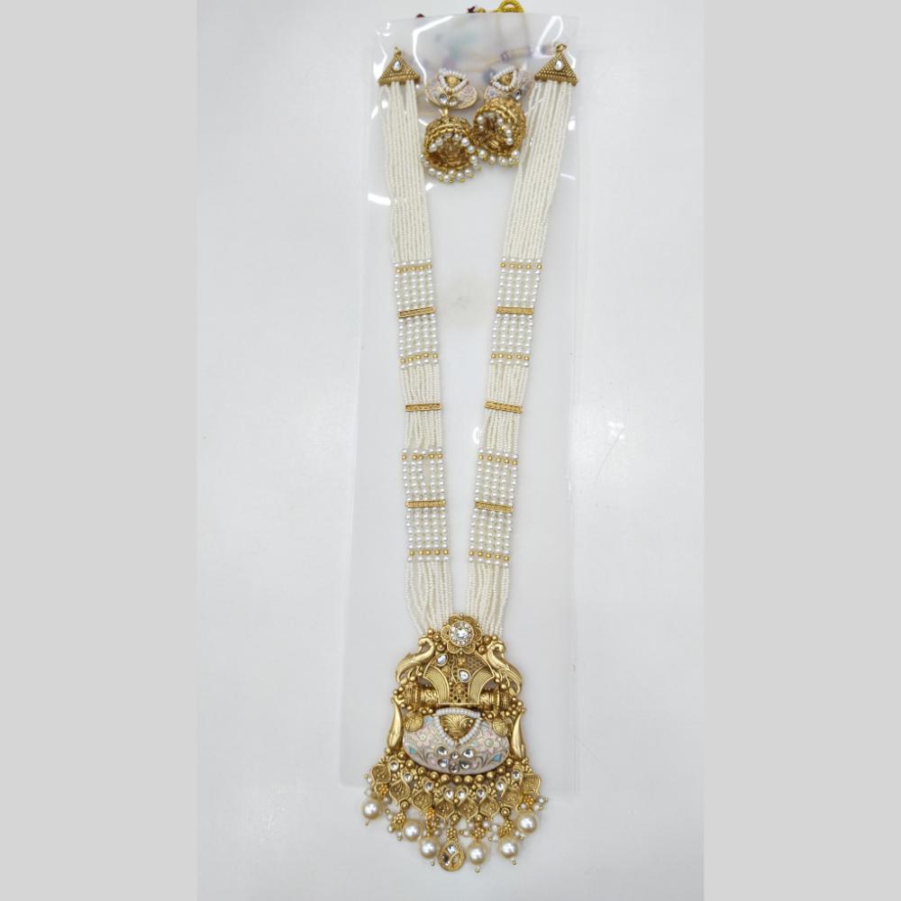 Manisha Jewellery Royal Glow Gold Plated Pota Stone And Pearl Necklace Set