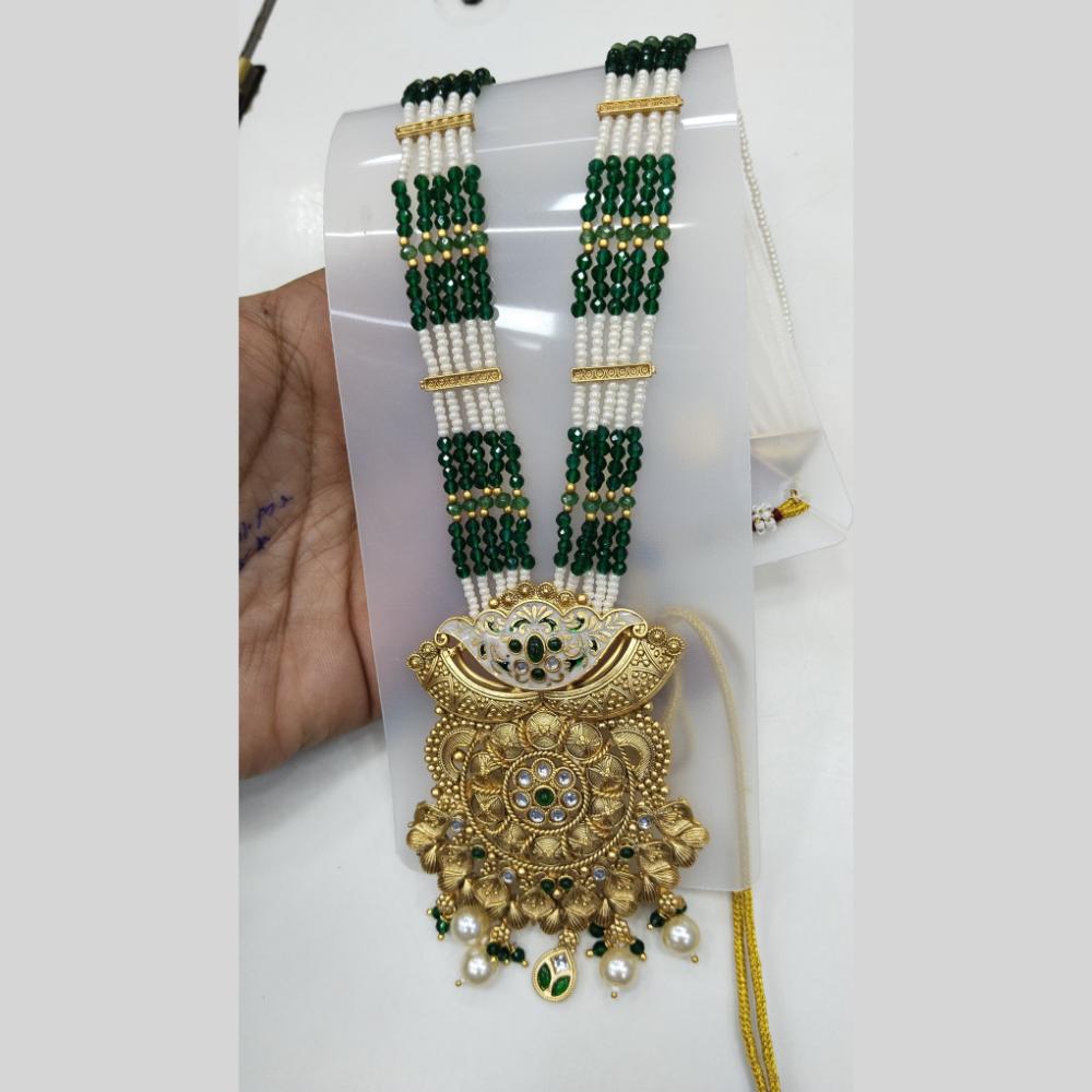 Manisha Jewellery Royal Glow Gold Plated Pota Stone And Pearl Necklace Set