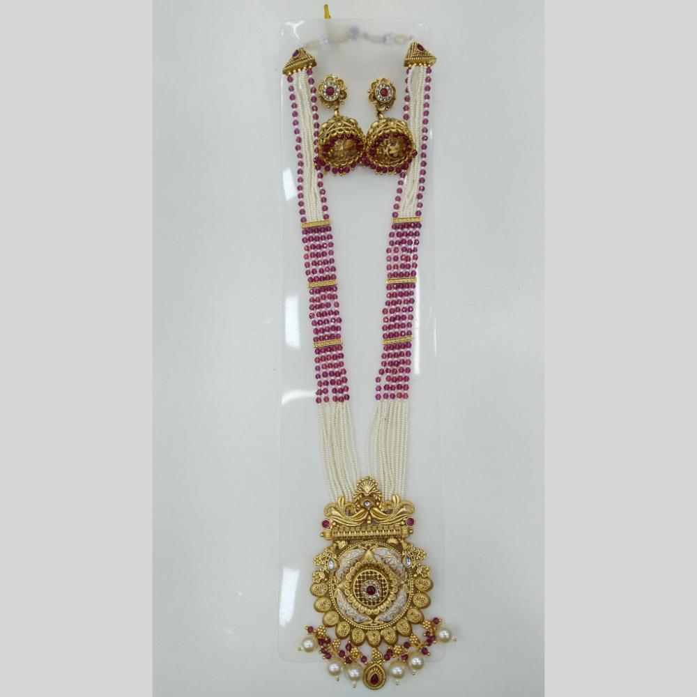 Manisha Jewellery Royal Glow Gold Plated Pota Stone And Pearl Necklace Set