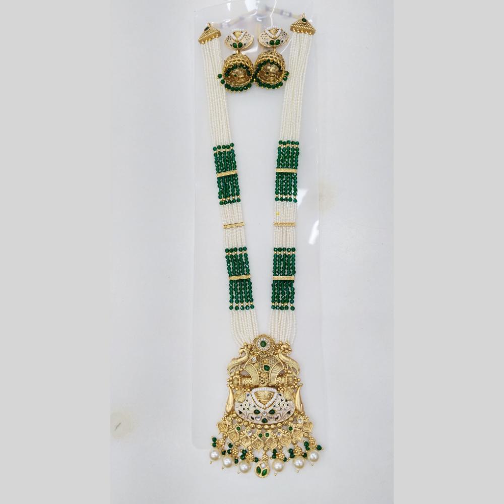 Manisha Jewellery Royal Glow Gold Plated Pota Stone And Pearl Necklace Set