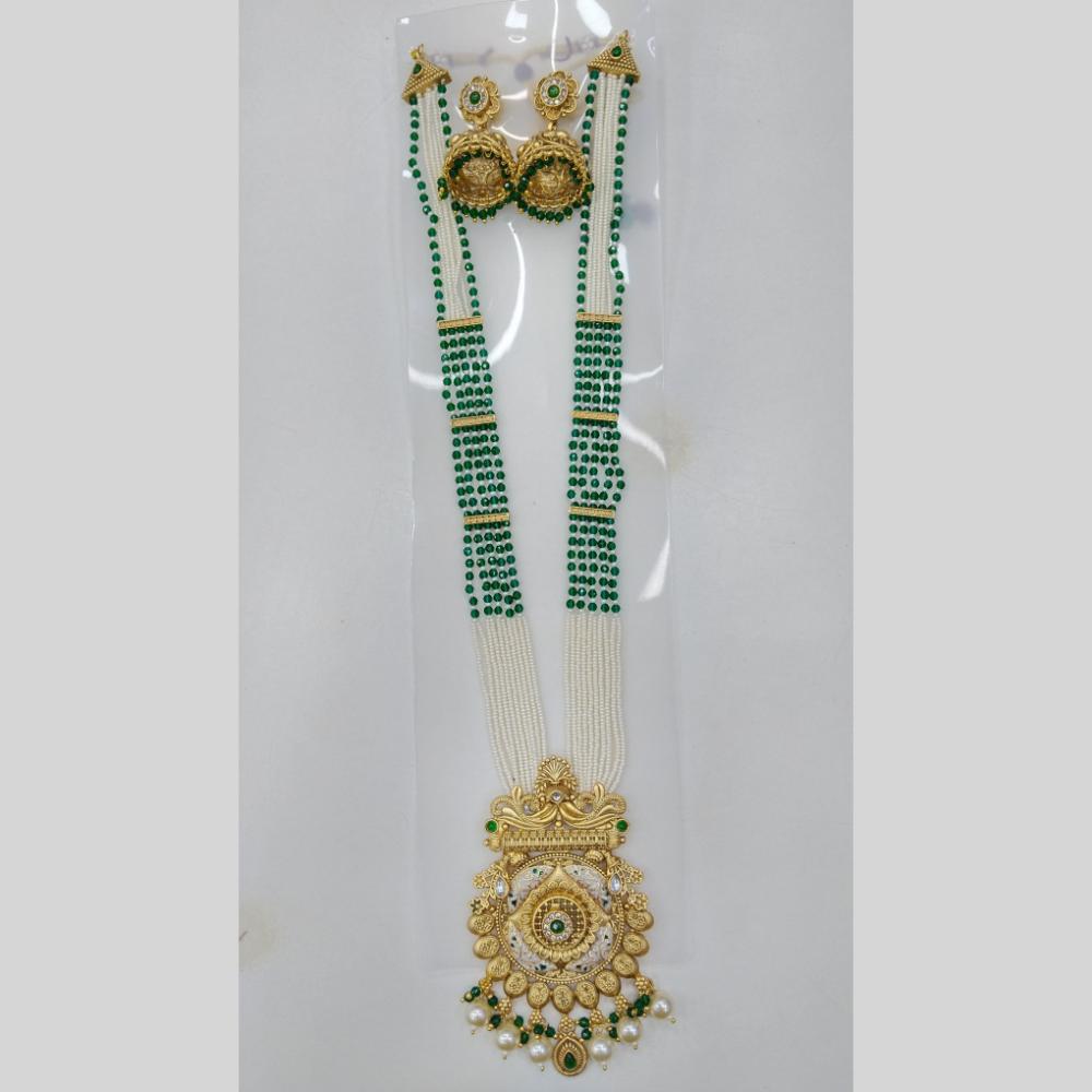 Manisha Jewellery Royal Glow Gold Plated Pota Stone And Pearl Necklace Set