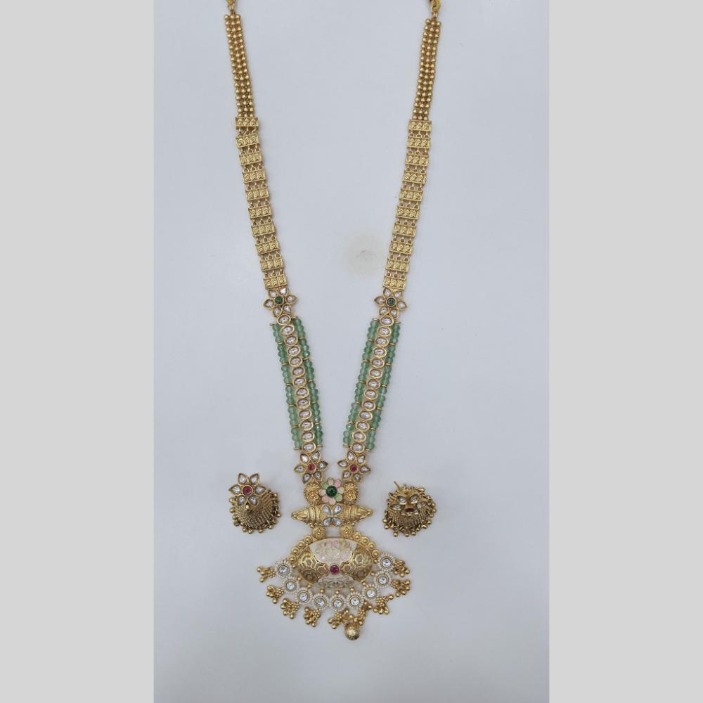 Manisha Jewellery Royal Charm Gold Plated Pota Stone Necklace Set