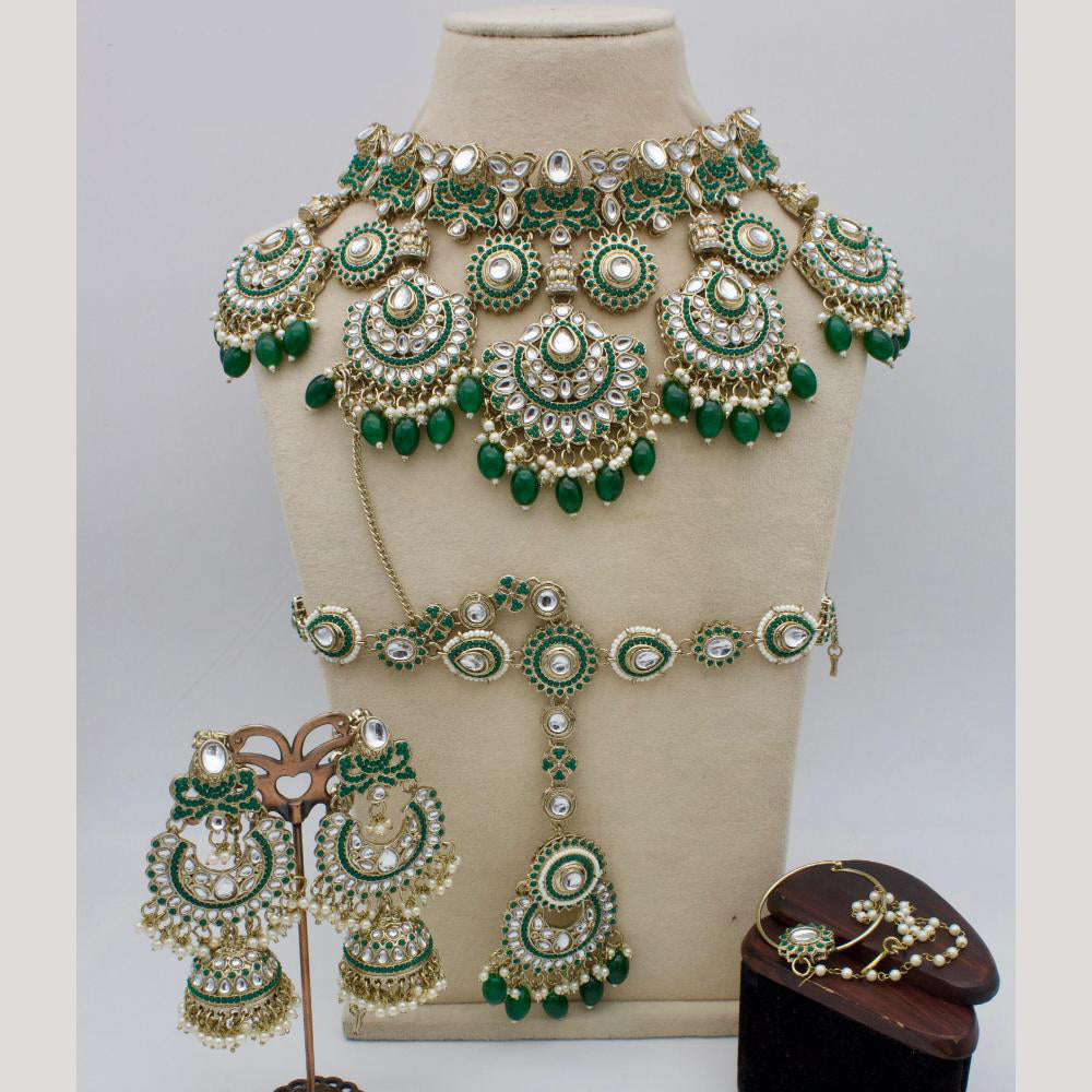 Manisha Jewellery Gold Plated Kundan Stone Semi-Bridal Necklace Set