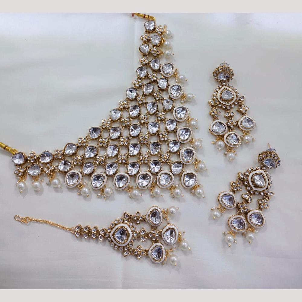 Manisha Jewellery Gold Plated Kundan Stone And Beads Necklace Set