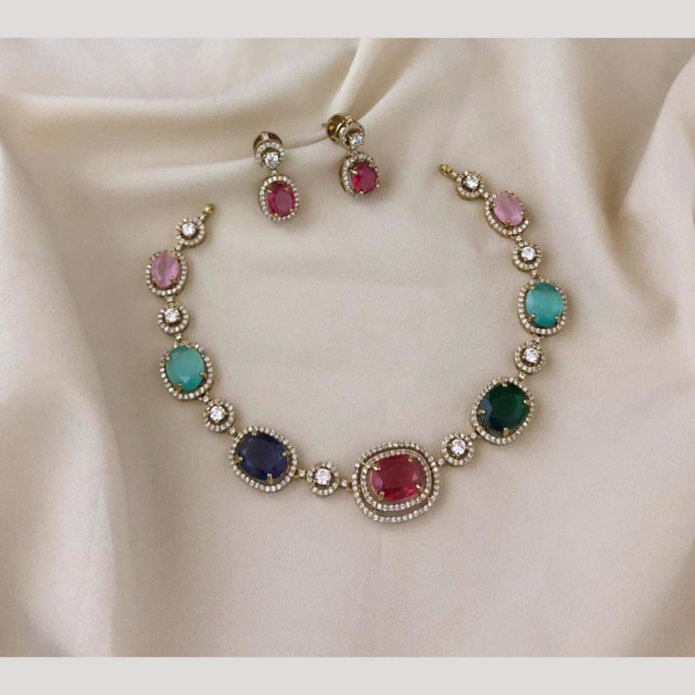 Manisha Jewellery Gold Plated American Diamond Necklace Set