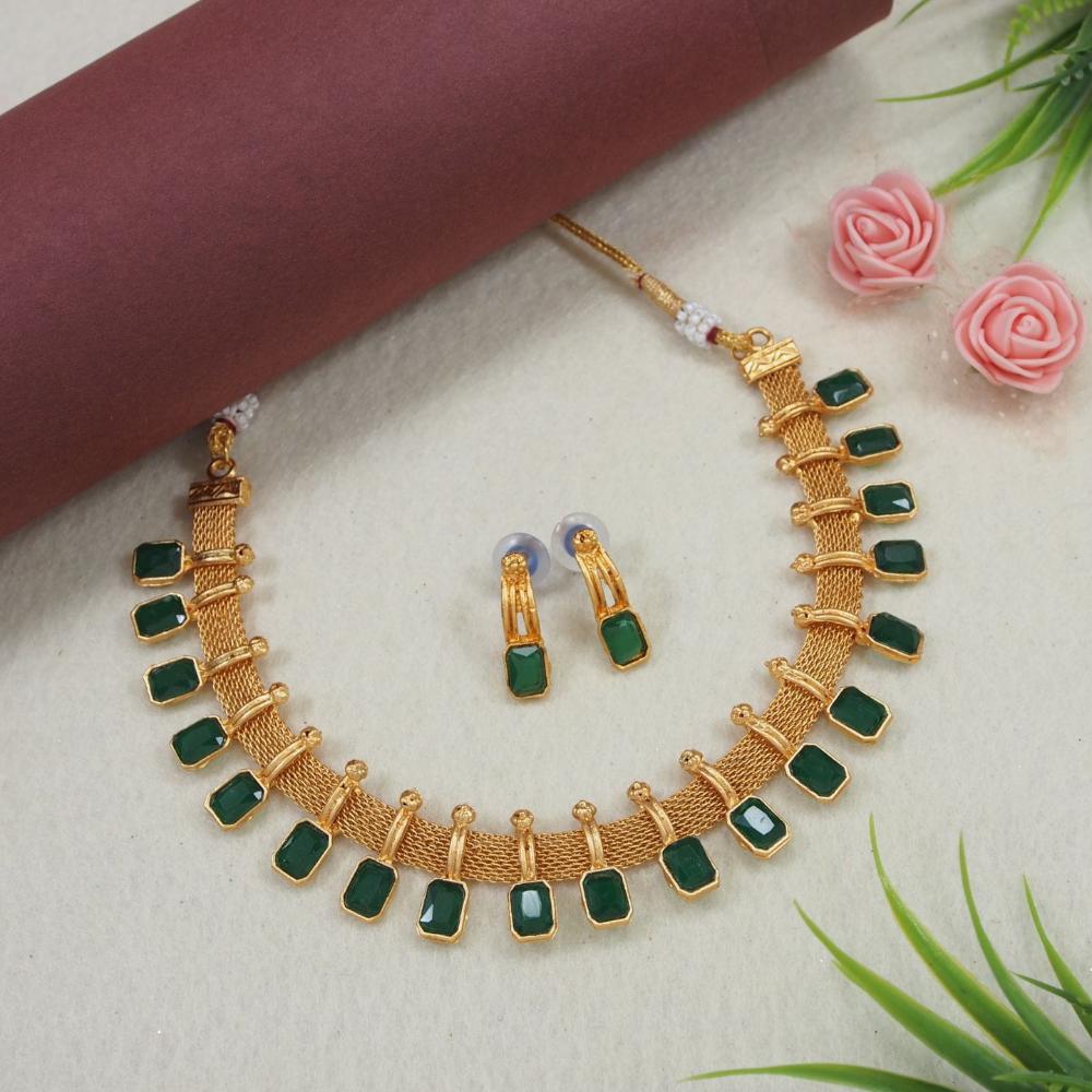 Manisha Jewellery Gold Plated Pota Stone Necklace Set
