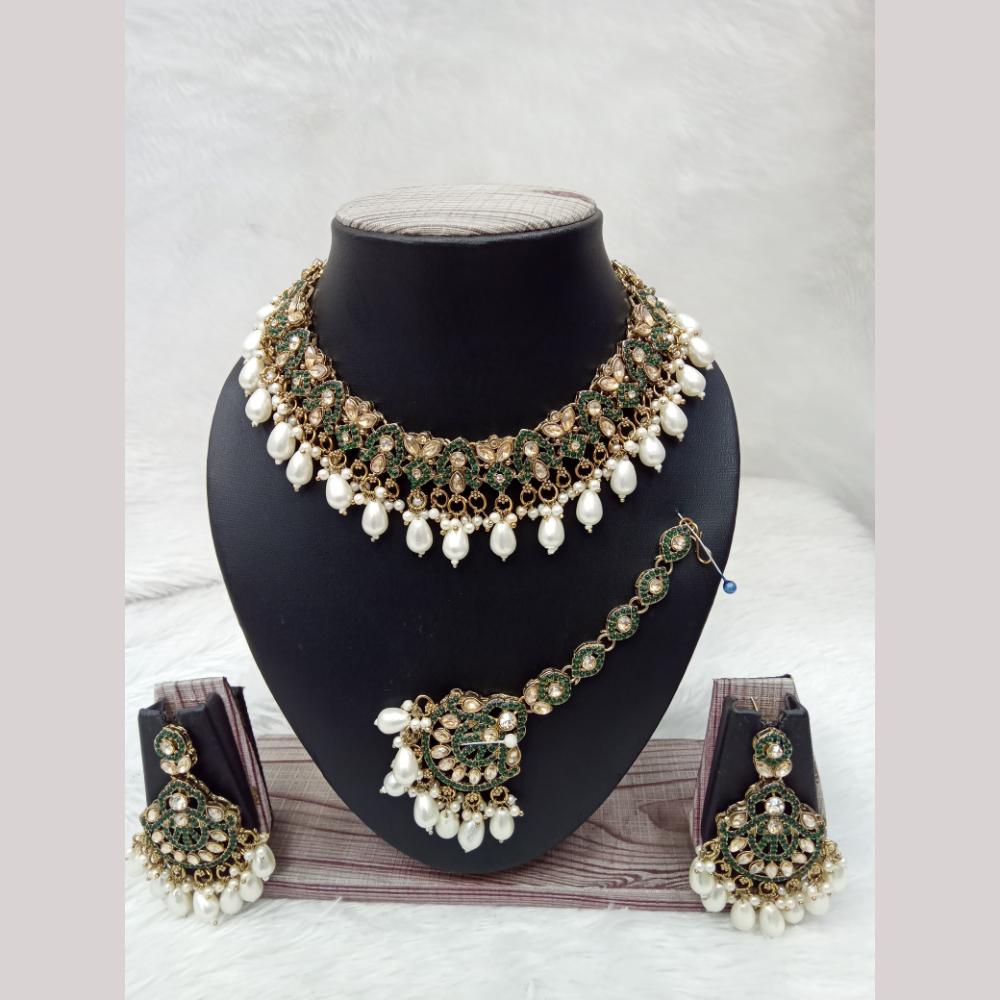 Manisha Jewellery Gold Plated Crystal Stone Beads And Pearl Necklace Set