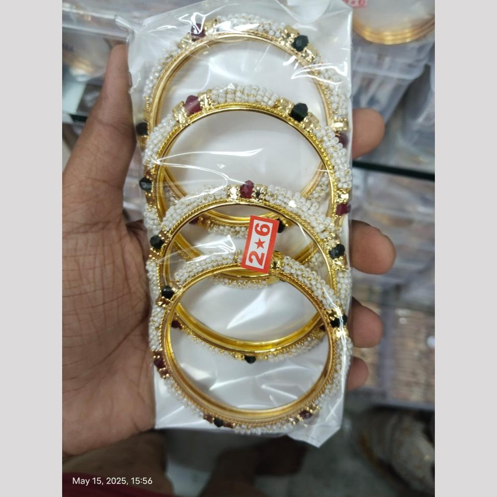 Manisha Jewellery Gold Plated Beads And Pearls Bangles Set