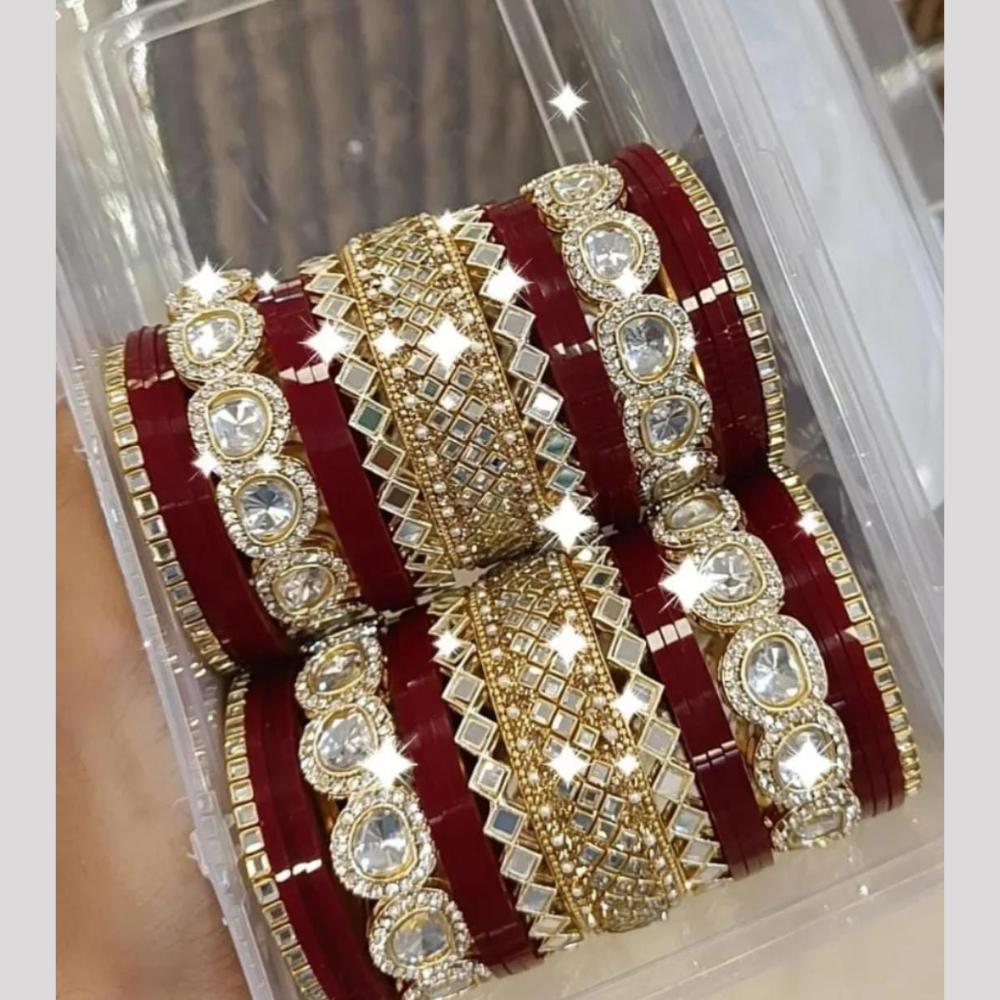 Manisha Jewellery Gold Plated Kundan Mirror Acrylic Bangles Set