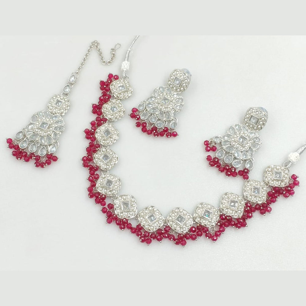Manisha Jewellery Silver Plated Crystal Stone Beads And Pearl Necklace Set