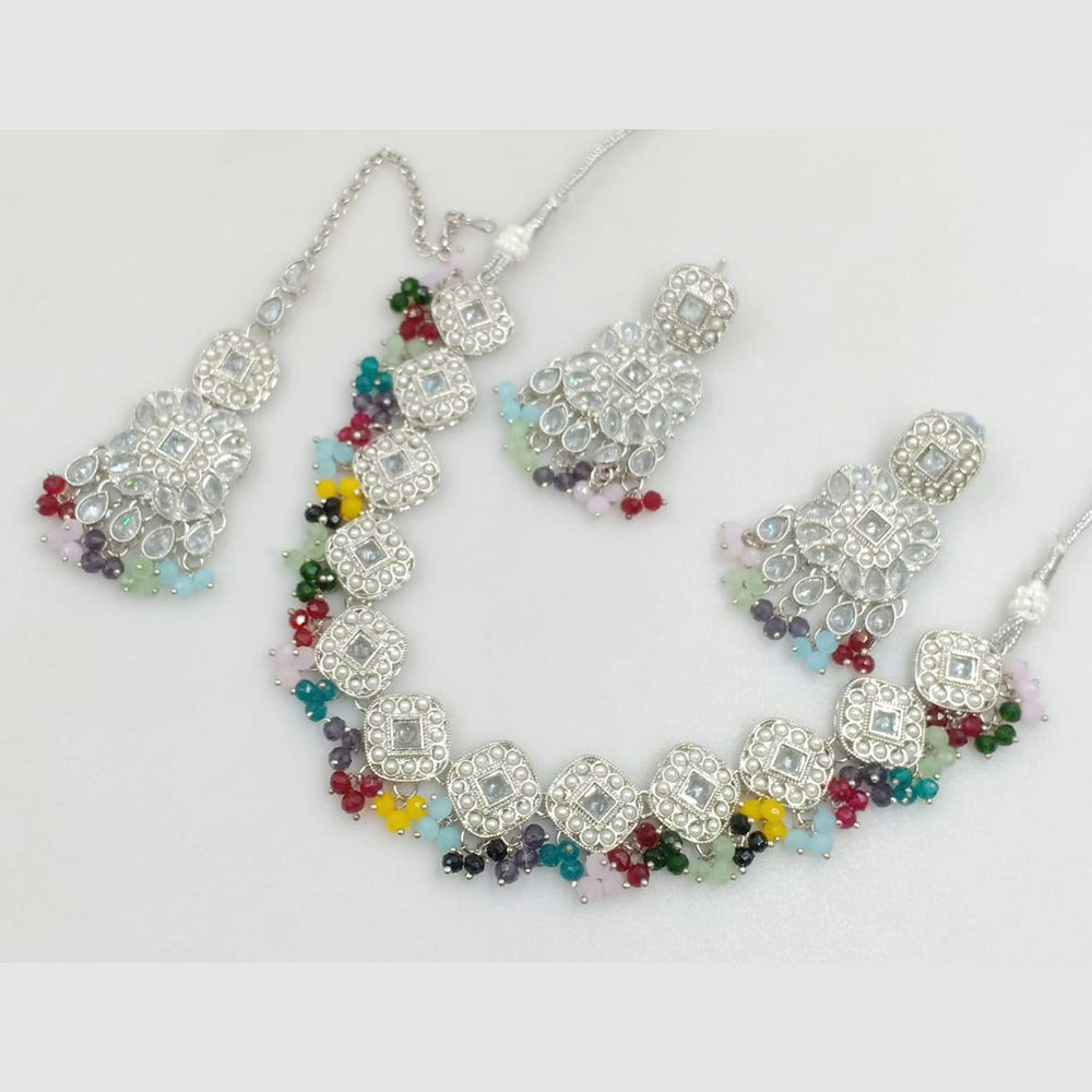 Manisha Jewellery Silver Plated Crystal Stone Beads And Pearl Necklace Set