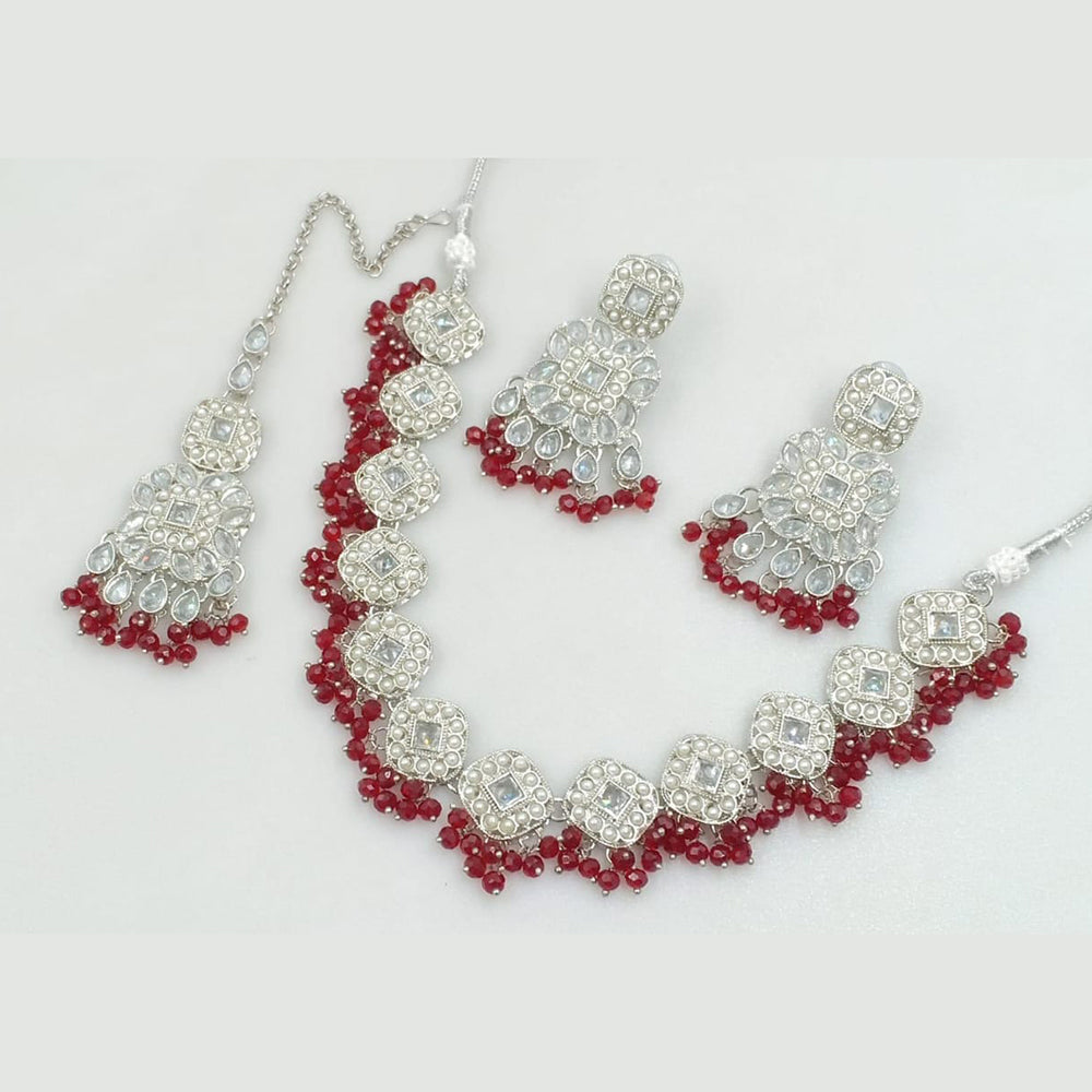 Manisha Jewellery Silver Plated Crystal Stone Beads And Pearl Necklace Set