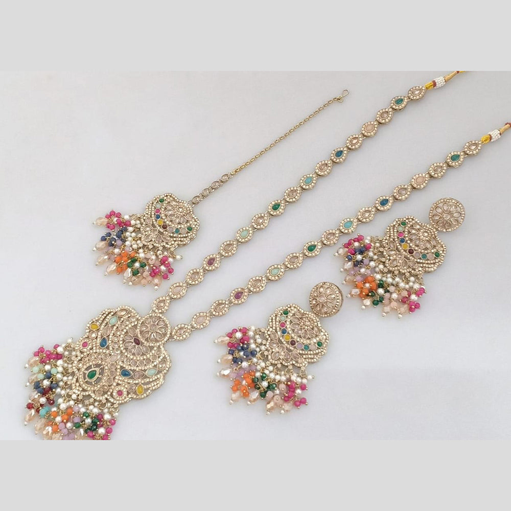 Manisha Jewellery Gold Plated Crystal Stone And Pearls Long Necklace Set