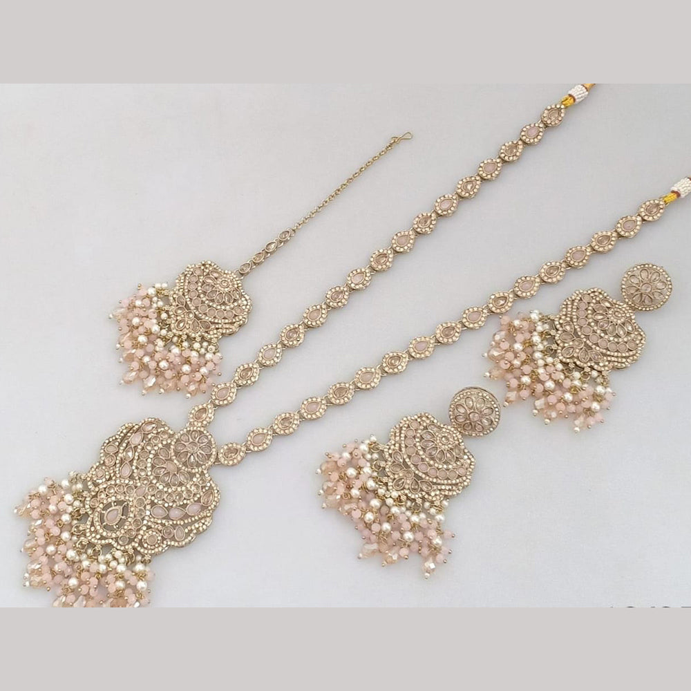 Manisha Jewellery Gold Plated Crystal Stone And Pearls Long Necklace Set