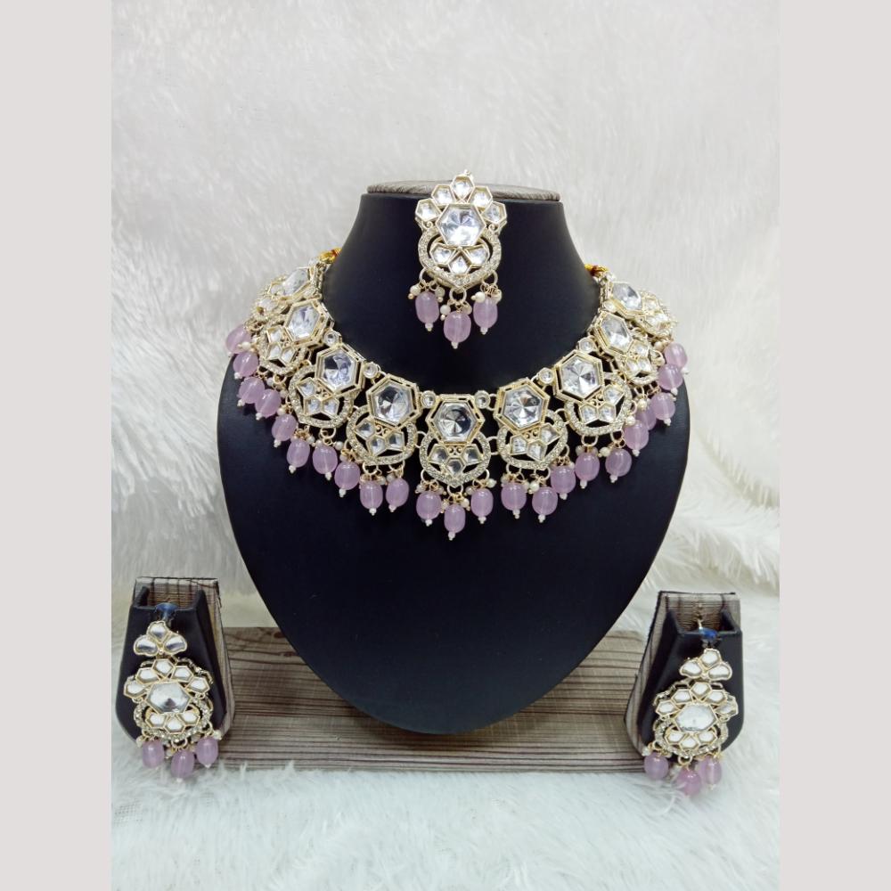 Manisha Jewellery Gold Plated Crystal Stone Beads And Pearl Necklace Set