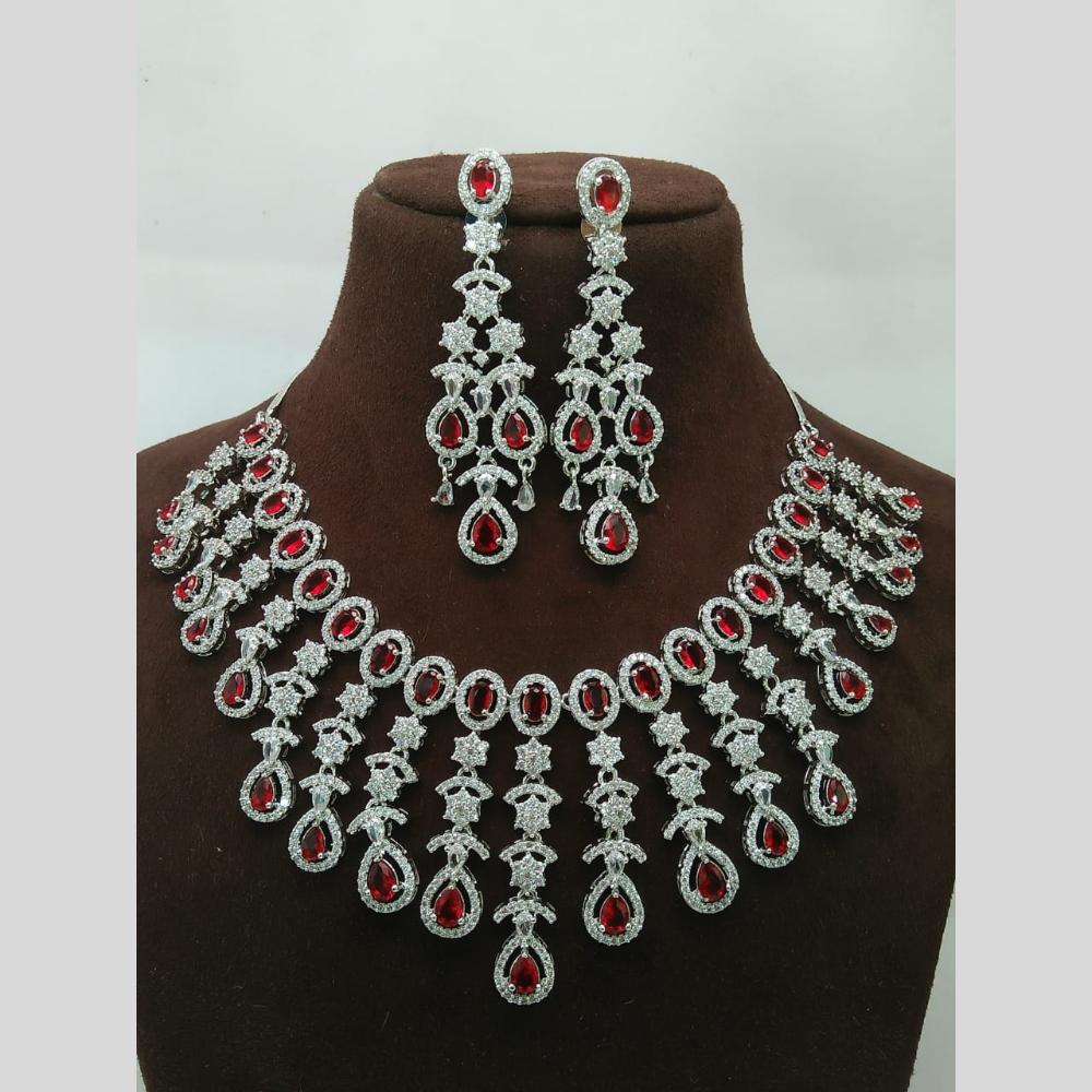 Manisha Jewellery Silver Plated American Diamond Necklace Set