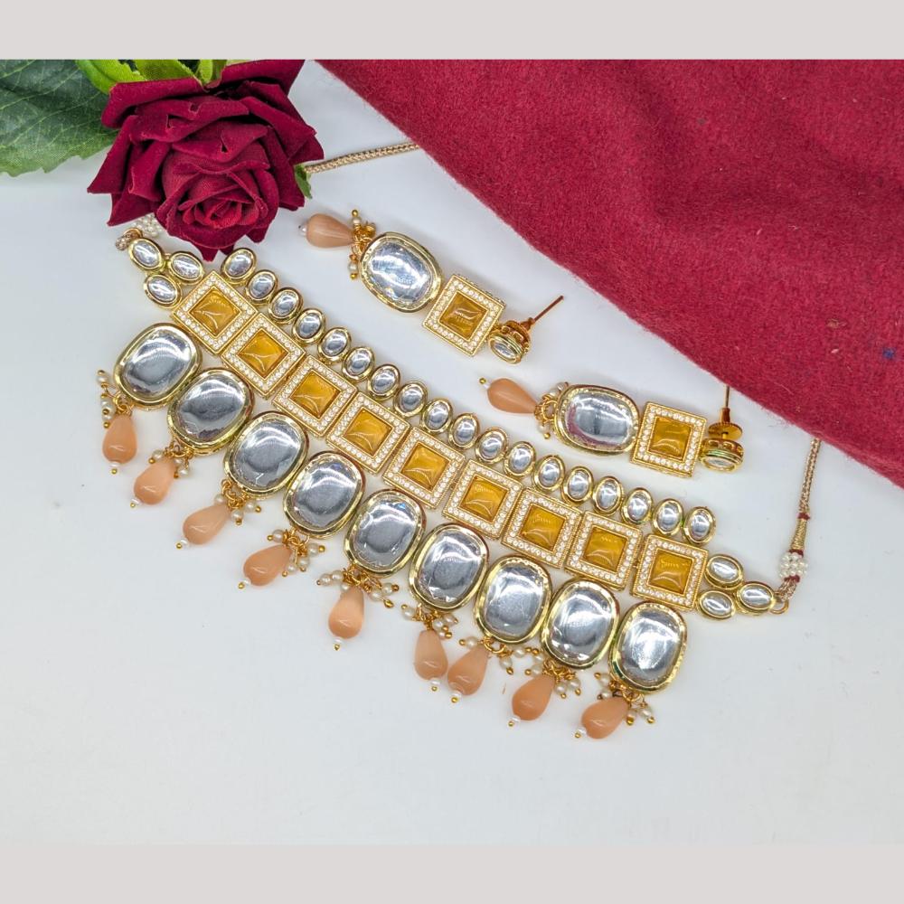 Manisha Jewellery Gold Plated Kundan Stone And Beads Choker Necklace