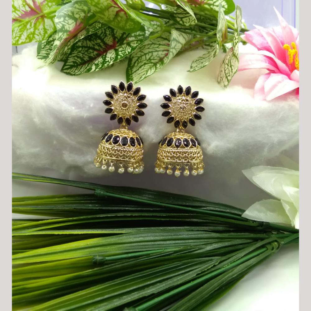 Manisha Jewellery Gold Plated Crystal Stone And Beads Jhumki Earrings
