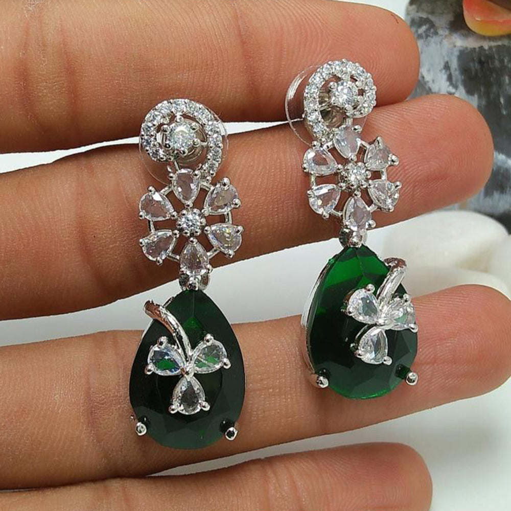 Manisha Jewellery Silver Plated American Diamond Dangler Earrings