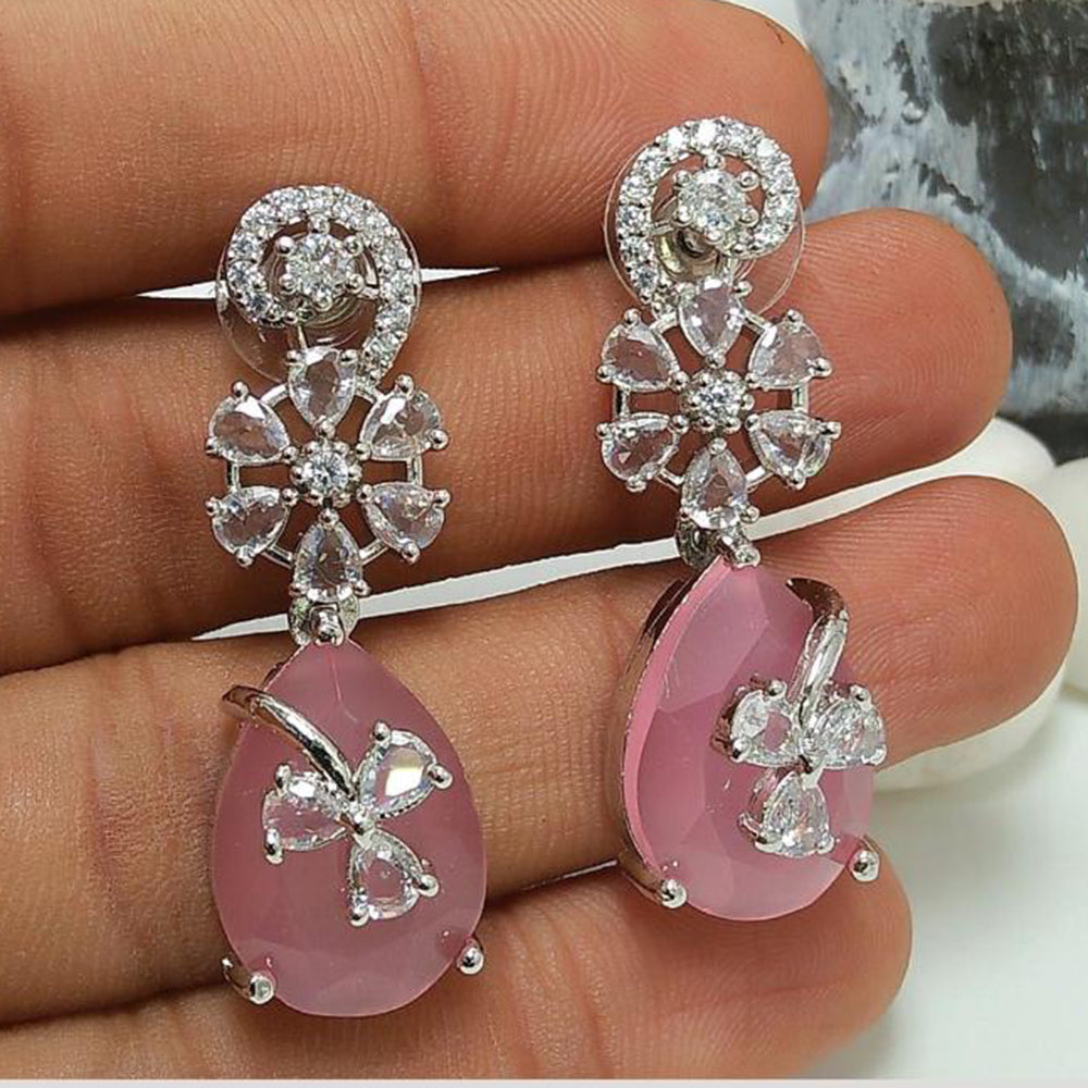 Manisha Jewellery Silver Plated American Diamond Dangler Earrings