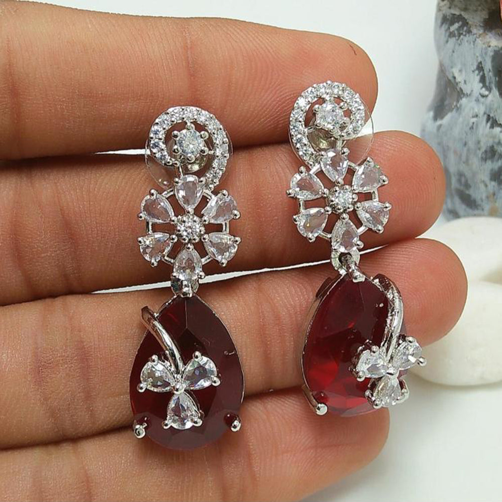 Manisha Jewellery Silver Plated American Diamond Dangler Earrings