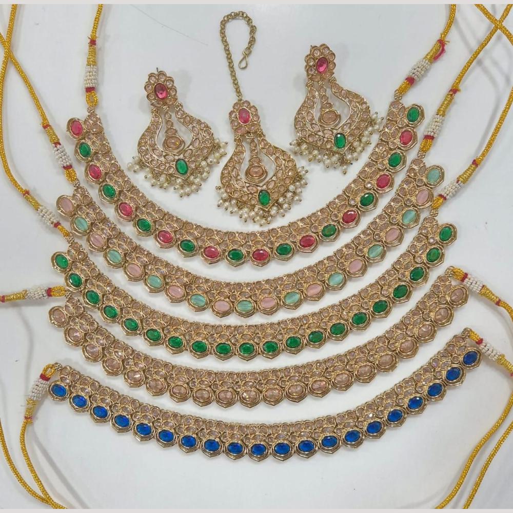 Manisha Jewellery Gold Plated Crystal And Pearl Necklace Set