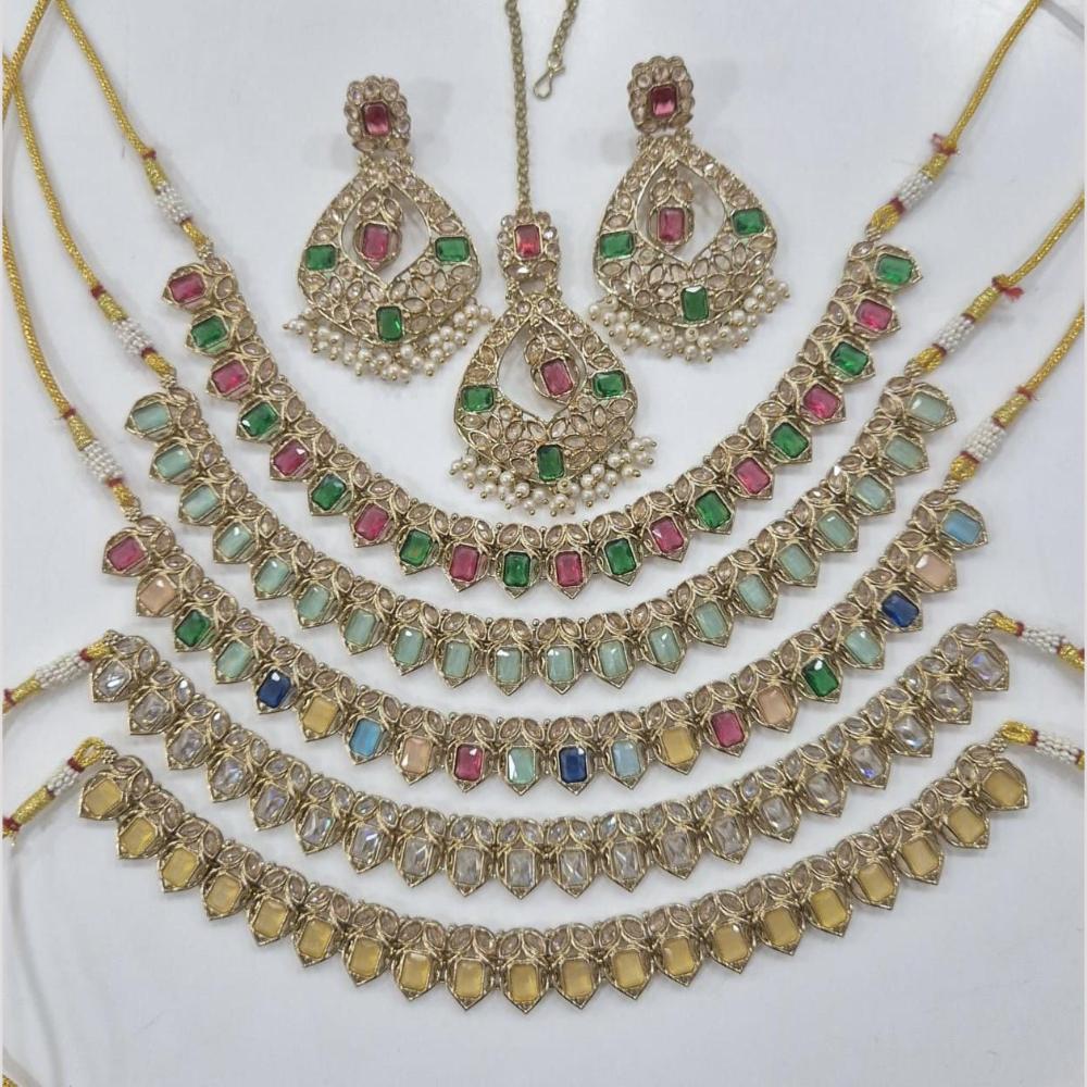 Manisha Jewellery Gold Plated Crystal And Pearl Necklace Set