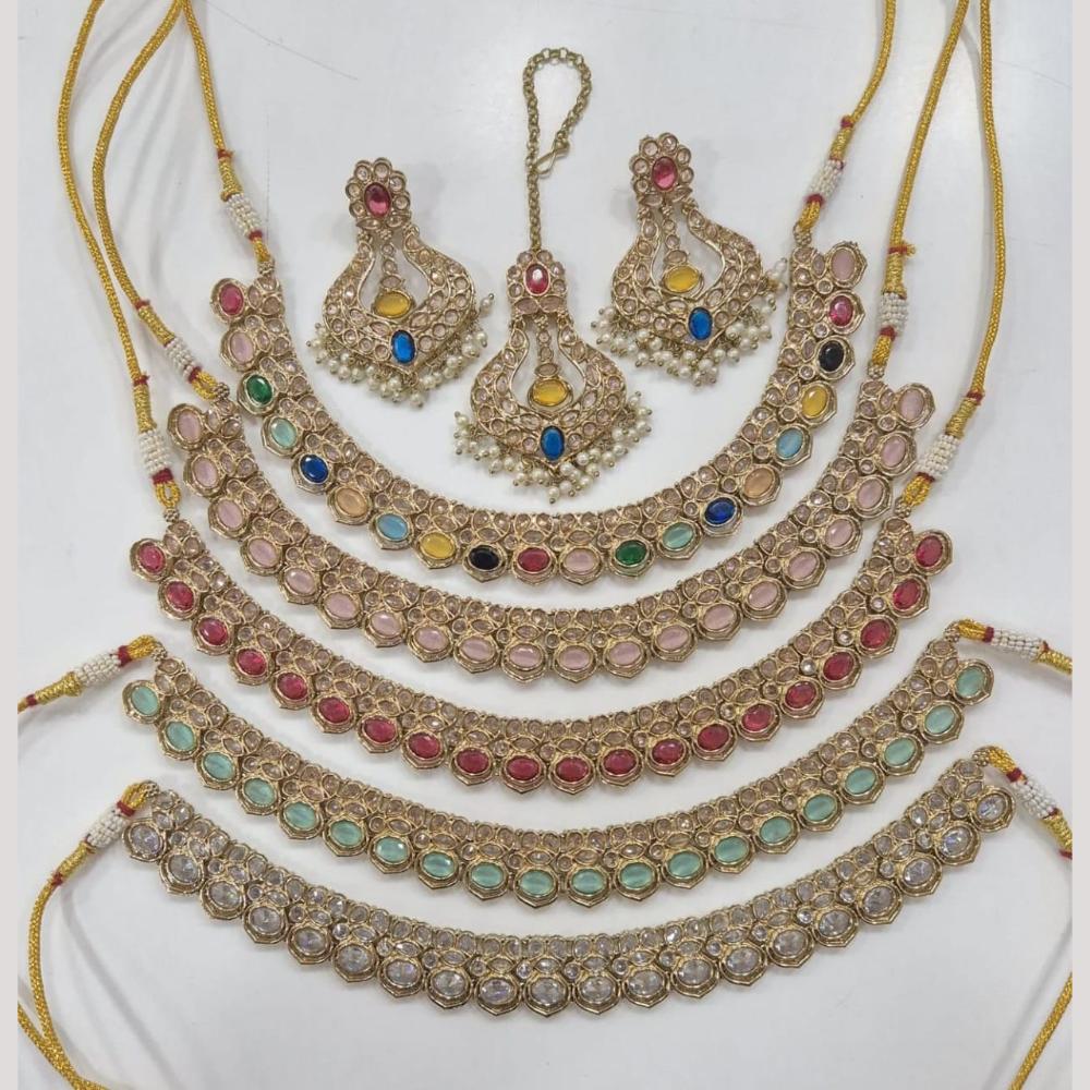 Manisha Jewellery Gold Plated Crystal And Pearl Necklace Set